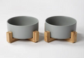 Dog Bowl with wooden stand (grey)
